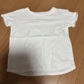 綿100% Ｔシャツ　白×グレードット　130㌢