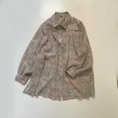 80年代復古印花襯衫 雪紡襯衫 透視感 仙女頹廢風