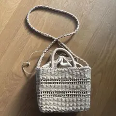 今週末まで値下げ中☆ベージュ ストロー ハンドバッグ