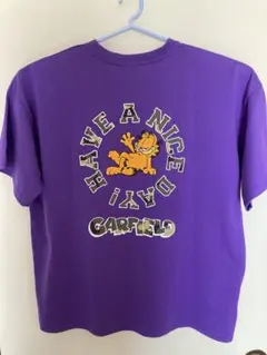 ガーフィールド Tシャツ　サガラ刺繍　紫色