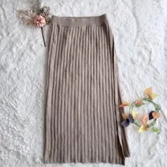 ドアラポーラ　ニット　ロング　ラップスカート　ベージュ　ウエストゴム