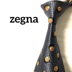 エルメネジルドゼニア　ネクタイ　花柄　ドット　パールグレー　濃灰