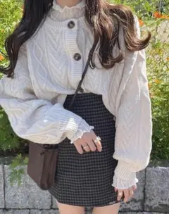 ケーブル編みニットカーディガン(kz128)