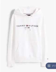 【美品】TOMMY HILFIGER ホワイト フード付きパーカー M
