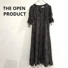 【THE OPEN PRODUCT】ロングワンピース　Ｖネック　花柄　ブラック