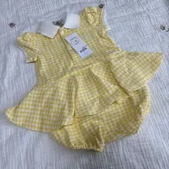 ラルフローレン 9M 75cm ロンパース イエロー ギンガムチェック