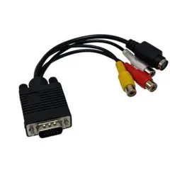 VGAオスtoS端子+3RCAメス変換ケーブル/コンピュータ /アダプタケーブル