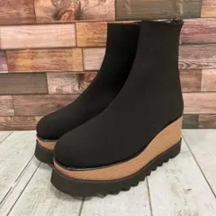 ✨極美品✨ ムルーア　MURUA　24.5　ウェッジソックブーツ　黒　ブラックのサムネイル