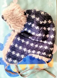 フライト・キャップ型ニット帽 ネイビー