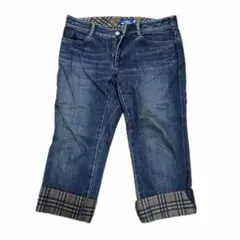バーバリーブルーレーベル　デニム クロップドパンツ チェック柄