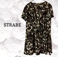 『STRABE』 チュニック 半袖 カシュクール【M】ブラックドット/水玉 薄手