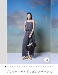 AmlyCity グリッターサイドリボンスラックス gray | Mercari