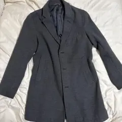 グレー チェスターコート ウール混合