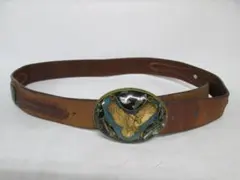 L58 Tony Lama トニーラマ レザーベルト イーグルモチーフ ブラウンのサムネイル