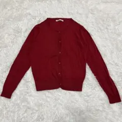 【MAJESTIC LEGON】美品　ラウンドネック　カーディガン　赤　綿混　F