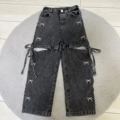 リボン刺繍　デニム　140