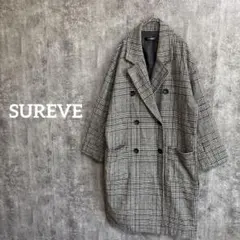 シュリーブSUREVE チェスターコート グレンチェック柄 シングル グレー M