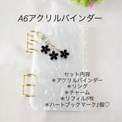 アクリルバインダー♡水流模様A6韓国バインダー貯金savingフラワーblack