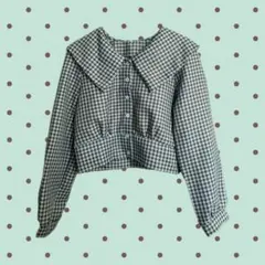 秋服 平成レトロ チョコミント 襟付きトップス