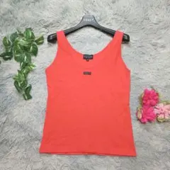 ​【グッチ】イタリア製 ロゴ付きリブタンクトップ レディース M オレンジのサムネイル