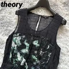 theoryフラワープリントワンピース ブラックマルチ シルク サイズ2 美品のサムネイル