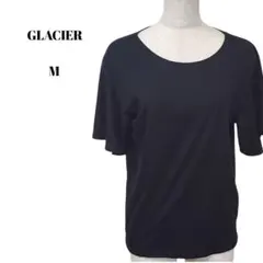 GLACIER グラシエ ブラック フレア袖 半袖カットソー 無地 黒 585