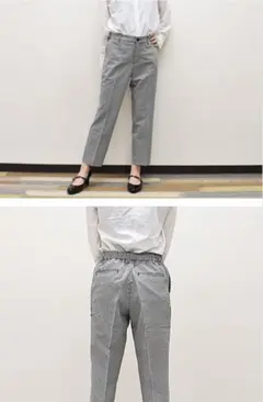 無印良品 ストレッチサッカーテーパードパンツ　ギンガムチェックXL