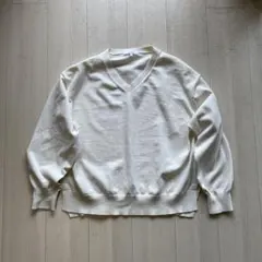 グローバルワーク　ドライタッチＶネック　白　L