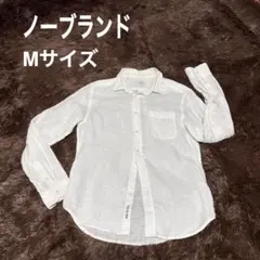 「リネンシャツ 白 麻100% Mサイズ 長袖 フレンチリネン 美品 メンズ」