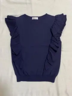 EPOCA the SHOP フリル ノースリーブニット ネイビーのサムネイル