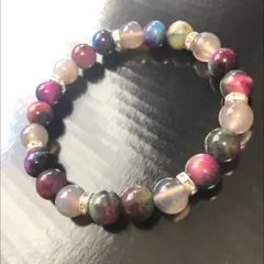 ハンドメイド天然石ブレスレット　ギャラクシータイガーアイ　ラブラドライト
