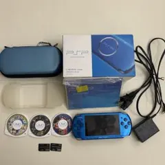 美品 PSP3000ラディアン ブルー プレイステーションポータブル　ソフト付き