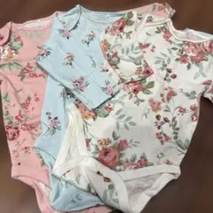 ネクストベビー　ボディスーツ 長袖 花柄　3枚セット　6-9m