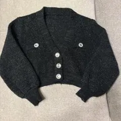 shein ラメニットカーディガン　ブラック