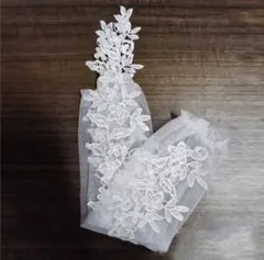 ウェディンググローブ 花柄刺繍 ホワイト フィンガーレス