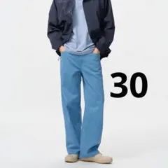 ユニクロ JWアンダーソン 63ブルー ワイドストレートカラージーンズ 30