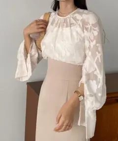 ㊺キャンディースリーブフラワートップス