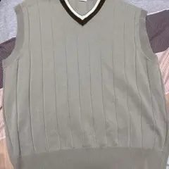 Vネック ニットベスト グレーGU