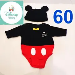 【セール中】 Disney baby ミッキーマウスロンパース 60 帽子つき