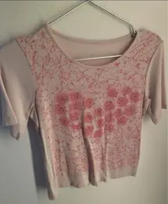 y2k vintage ピンク Tシャツ ラメ 花