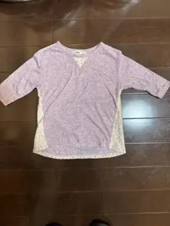 【MPS】キッズシャツ 7分袖 カットソー 切替レース パープル 〔120〕