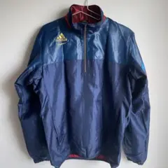 adidas ハーフジップジャケット M ネイビー/レッド