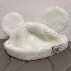 ミッキー　モコモコ　ファンキャップ　白