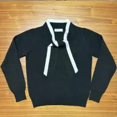 And Couture 長袖ニットセーター ブラック リボン付き