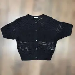 【早いもの勝ち】GU★黒い透かし編みカーディガン　130