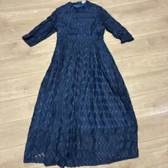 LACE LADIES ネイビー レース ロングドレス