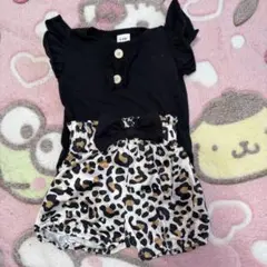 ベビー服 セットアップ ヒョウ柄 リボン 3-6m
