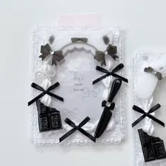 7 トレカケース　ホイップデコ　B8 硬化ケース　ケーキ　メイド　黒　ねこ