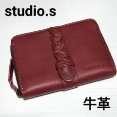 ✨良品✨ 本革 牛革 コインケース カードケース ワイン ラウンドファスナー