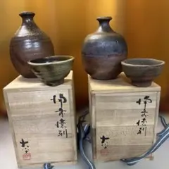 備前焼ほか 古陶3点セット 鳥用水飲み器 徳利 花入 共箱付 東山窯 作家